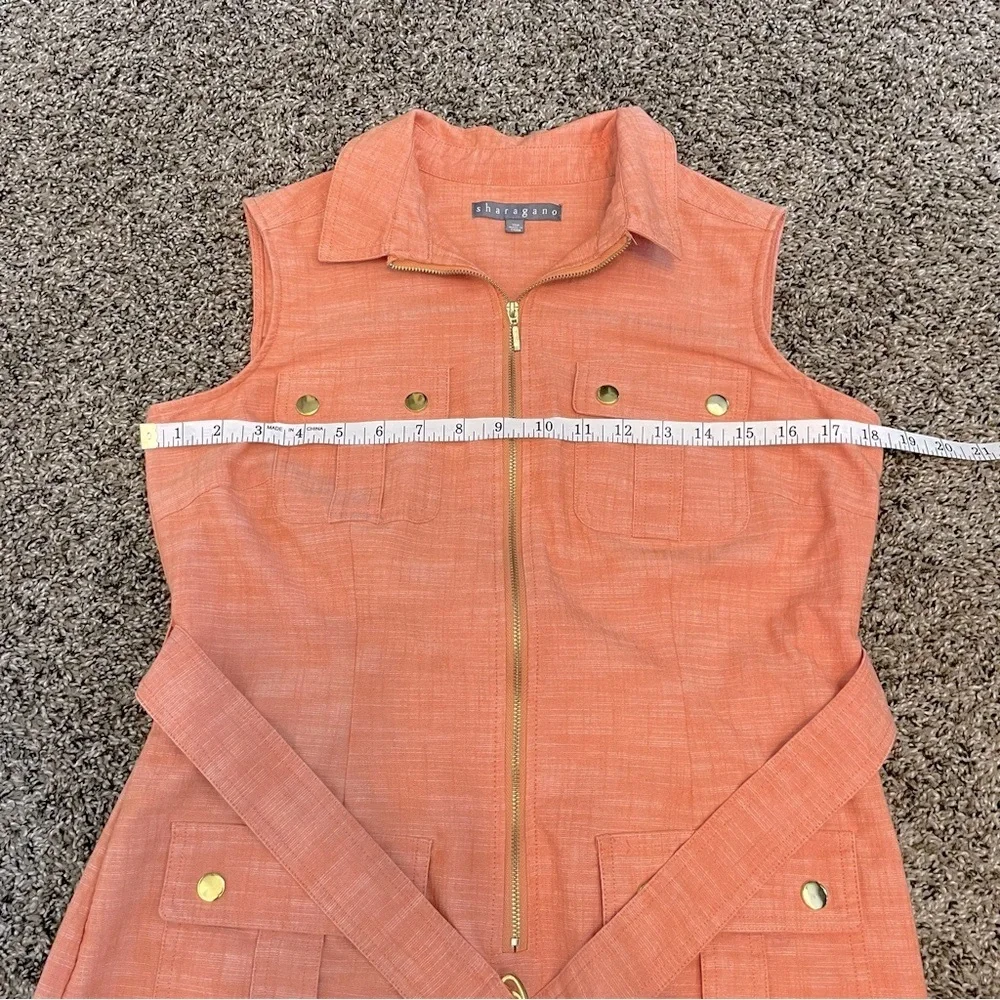 Sharagano New York Women’s Sleeveless Belted Shirt Dress Sz 10P - Picture 4 of 8
